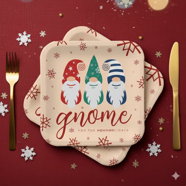Plato De Papel Gnome de los Navidades de Hipótesis por los copos  (Gnome for the Holidays Paper Plates Cover Photo)