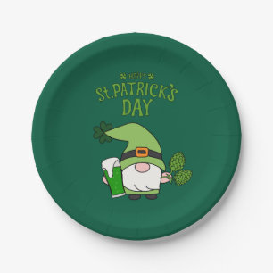 Plato de papel Gnome del día de San Patricio