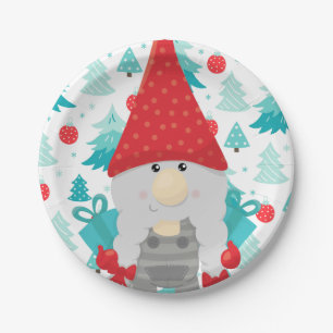 Plato De Papel Gnome festivo con regalos