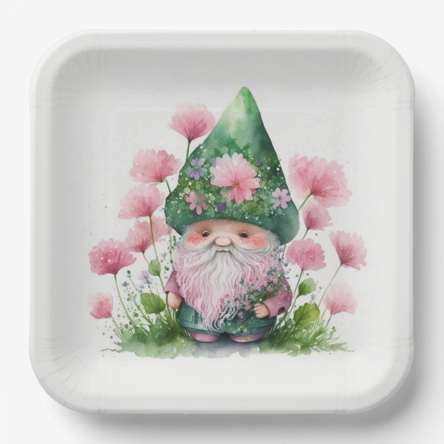 Plato De Papel Gnome irlandés St. Patrick's Day Fiesta (Anverso)