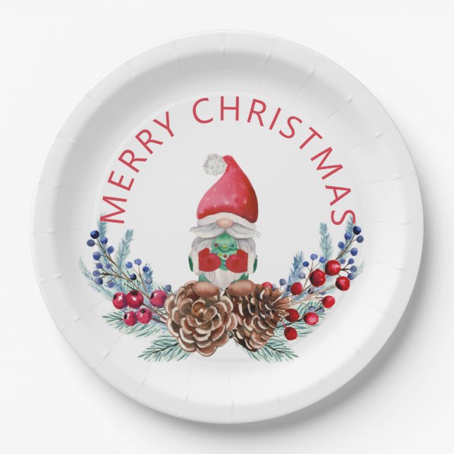 Plato De Papel Gnome sobre los piñones (Anverso)