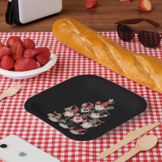 Plato De Papel Gnomes Árbol de Navidad Divertidas vacaciones navi (Picnic)