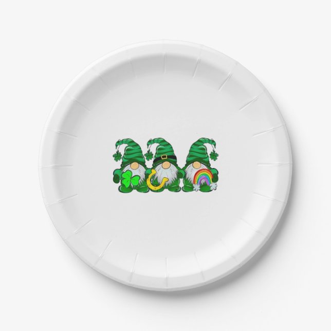 Plato De Papel Gnomes del Día de San Patricio (Anverso)