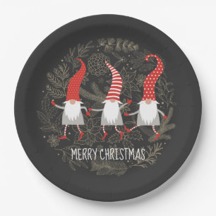Plato De Papel Gnomes Merry Christmas Fiesta