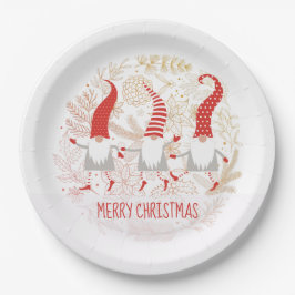 Plato De Papel Gnomes Merry Christmas Fiesta