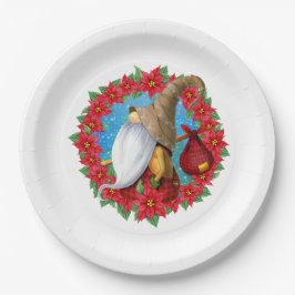 Plato De Papel Gnomo de Navidad nórdico
