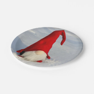 Plato De Papel Gnomo escandinavo del navidad