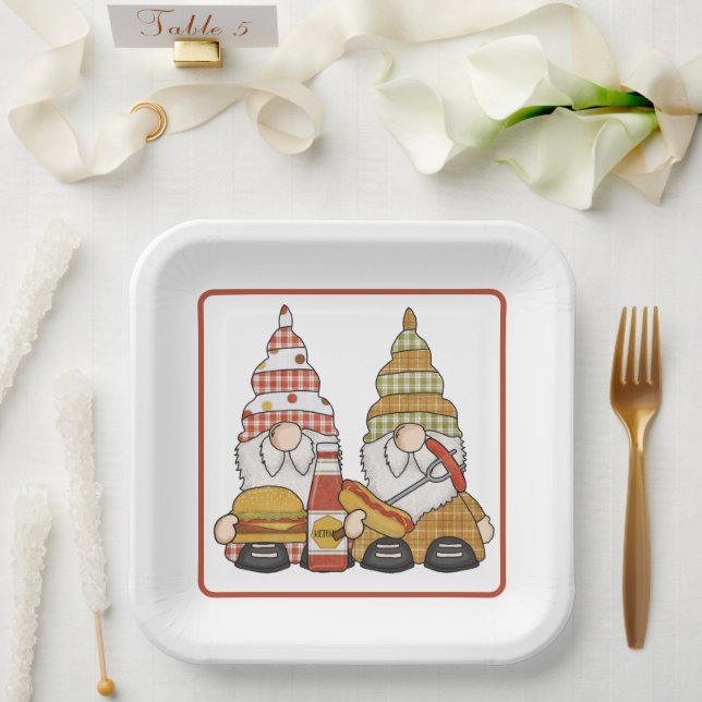 Plato De Papel Gnomos de barbacoa (Boda)
