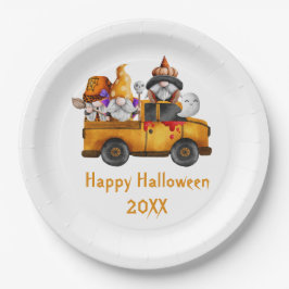 Plato De Papel Gnomos de Halloween personalizados Camión naranja