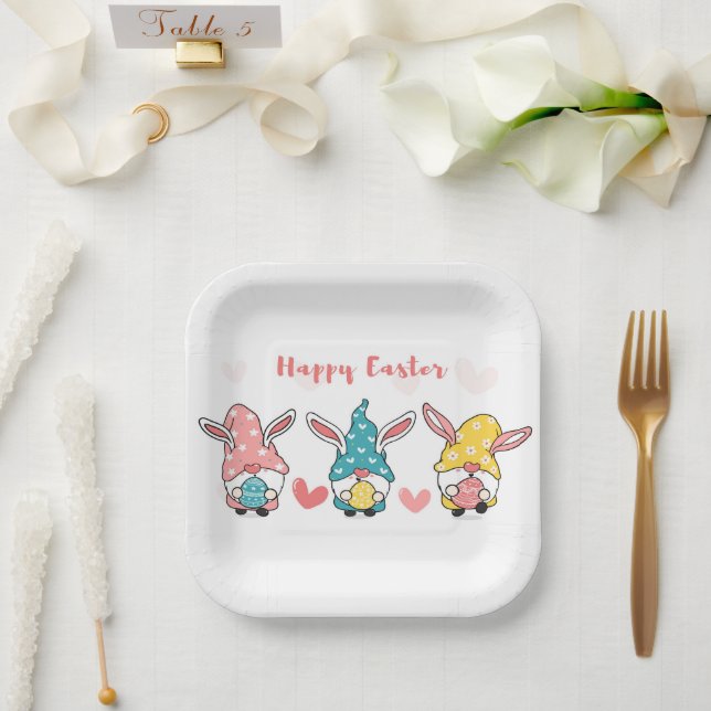 Plato De Papel Gnomos de Pascua excelentes (Boda)