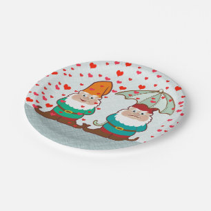 Plato De Papel Gnomos felices y gruñones