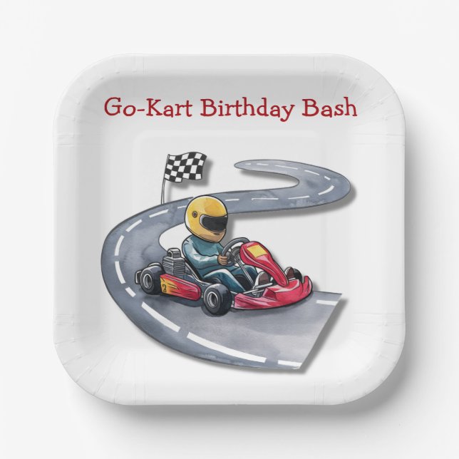 Plato De Papel Go-Kart Birthday Bash (Anverso)