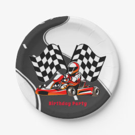 Plato De Papel Go Kart Carreras Boy Birthday Party