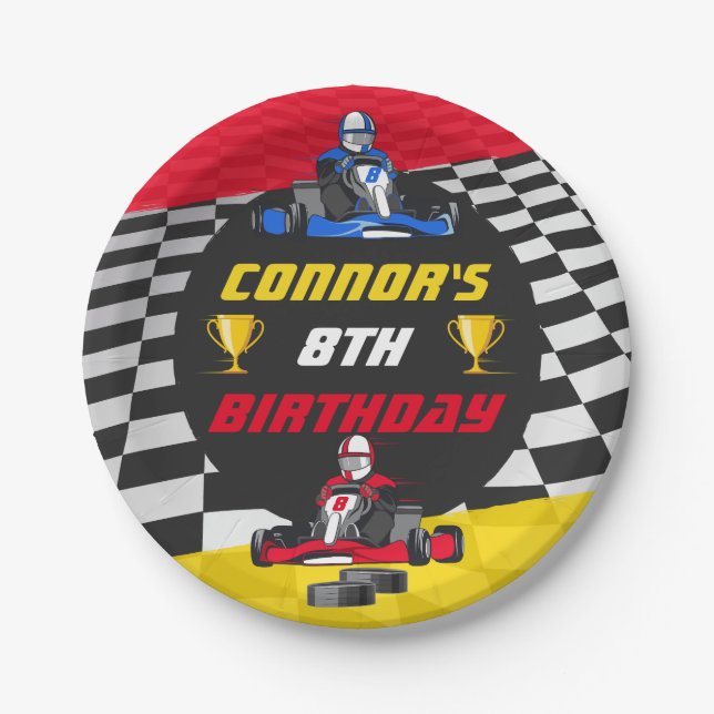 Plato De Papel Go Kart Carreras Car Birday Party (Anverso)