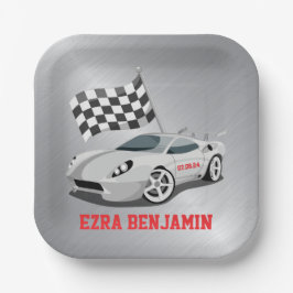 Plato De Papel Go-Kart Race Car Carreras Bar Mitzvah