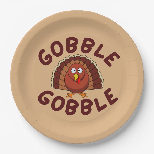 Plato De Papel Gobble Gobble Thanksgiving  (Anverso)