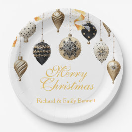 Plato De Papel Gold and Black Christmas Baubles