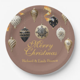 Plato De Papel Gold and Black Christmas Baubles