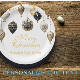 Plato De Papel Gold and Black Christmas Baubles