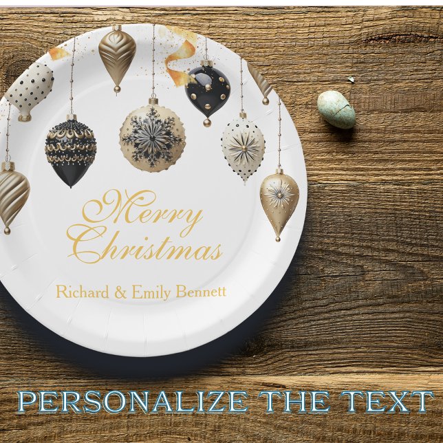 Plato De Papel Gold and Black Christmas Baubles (Subido por el creador)