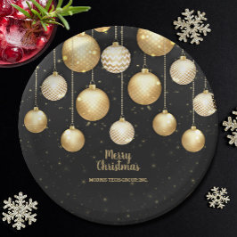 Plato De Papel Gold Baubles Christmas Tree Ornaments Party