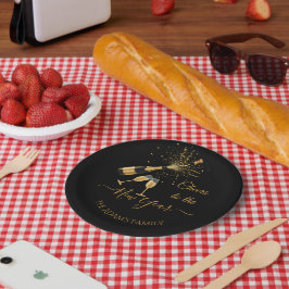 Plato De Papel  Gold Champagne Cheers New Year