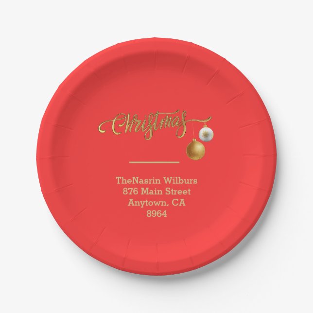 Plato De Papel Gold Christmas on Red Christmas  (Anverso)