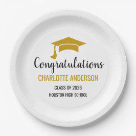 Plato De Papel Gold Congrats Graduation