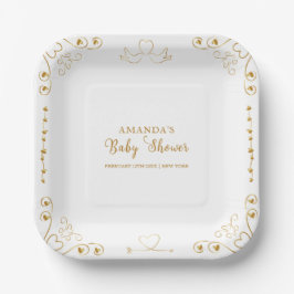 Plato De Papel Gold Elegant SValentine Baby Shower
