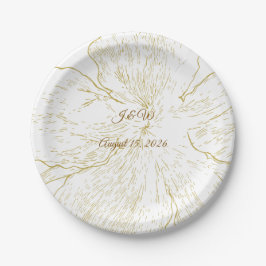 Plato De Papel Gold Floral Botanical Wedding Cake Paper Plates