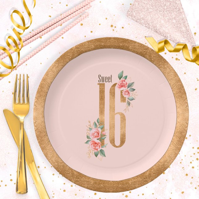 Plato De Papel Gold Foil Sweet Sixteen Blush ID756 (Subido por el creador)