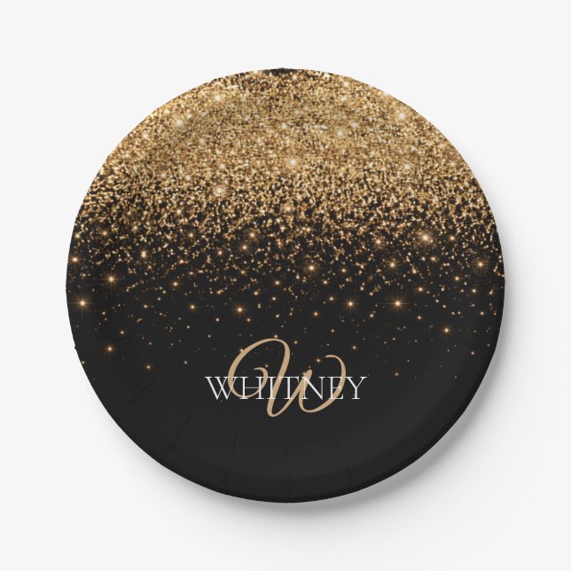 Plato De Papel Gold Glitter Sparkle Elegant Luxury Texture        (Anverso)