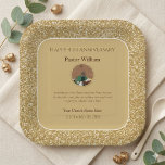 Plato De Papel Gold Pastor Appreciation Church Anniversary<br><div class="desc">Celebrate your beloved pastor's anniversary with this elegant paper plate design. Featuring a personalized photo of the pastor, this plate is adorned with a shimmering gold glitter border and a warm golden background. The Bible verse Jeremiah 29:11 is prominently displayed, offering a message of hope and divine plans for the...</div>