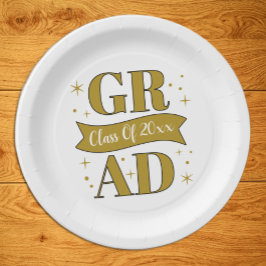 Plato De Papel Gold & White Graduation Party