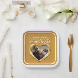 Plato De Papel Golden 50 aniversario de boda foto plaza del coraz