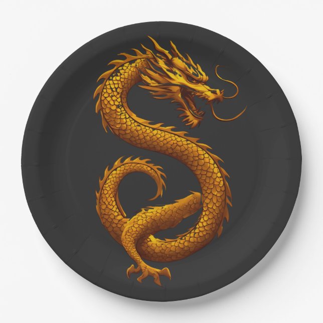 Plato De Papel Golden Dragon (Anverso)