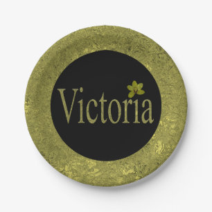 Plato De Papel Golden Flecks Victoria Name Design,