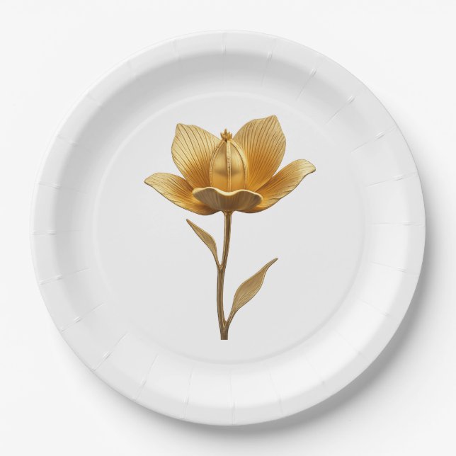 Plato De Papel Golden Flower  (Anverso)