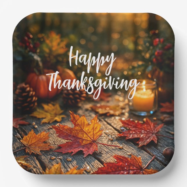 Plato De Papel Golden Harvest Glow – Thanksgiving Greeting (Anverso)