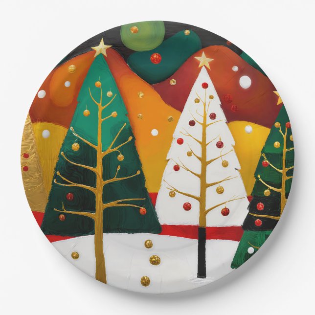 Plato De Papel Golden Holiday Grove (Anverso)