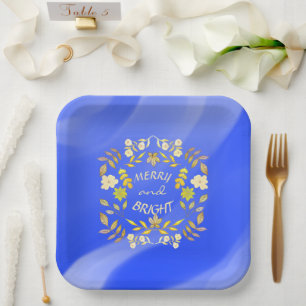 Plato De Papel GOLDEN MERRY Y BRIGHT personalizado
