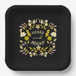 Plato De Papel GOLDEN MERRY Y BRIGHT personalizado