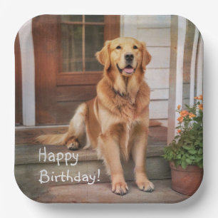 Plato De Papel Golden Retriever