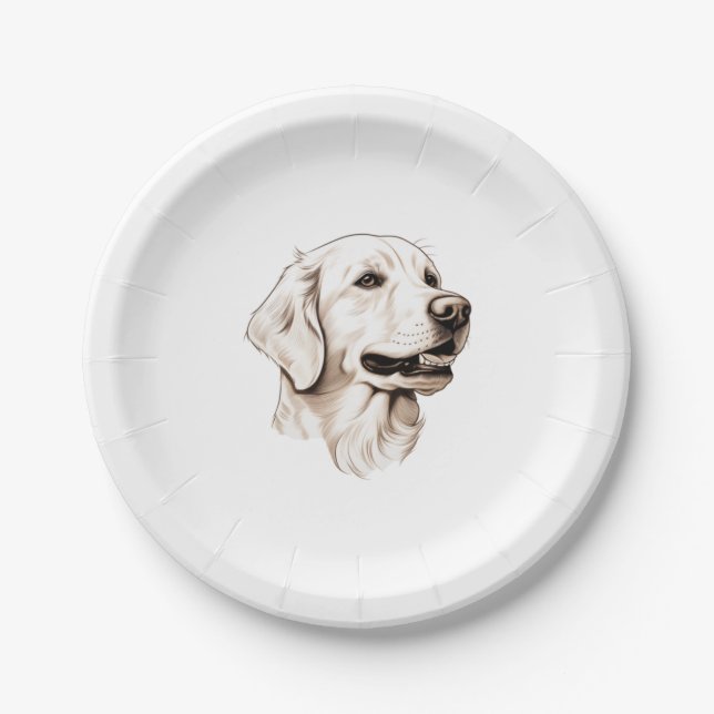 Plato De Papel Golden Retriever 2 (Anverso)