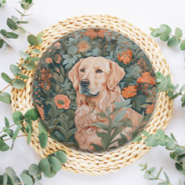 Plato De Papel Golden Retriever al estilo de William Morris