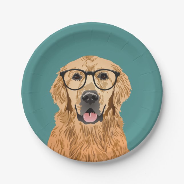 Plato De Papel Golden retriever del inconformista (Anverso)