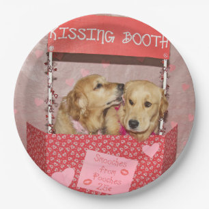 Plato De Papel Golden retriever que besa la cabina