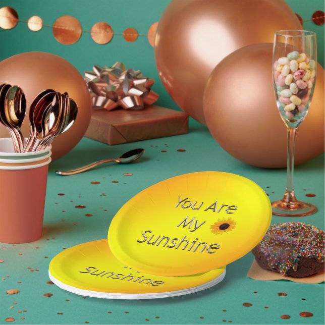 Plato De Papel Golden You Are My Sunshine, Fiesta Placas De Papel (Multi)