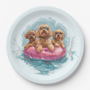 Plato De Papel Goldendoodle Dogs Verano Pineapple Float