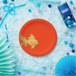 Plato De Papel Goldfish Electric Orange